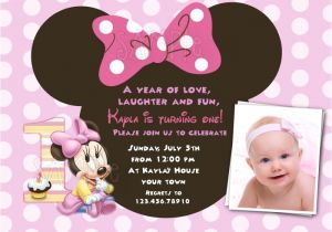 Minnie Mouse First Birthday Invitations Free Download Minnie Mouse 1st Birthday Invitations