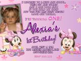 Minnie Mouse First Birthday Invitations Minnie Mouse 1st Birthday Invitations Printable Digital File