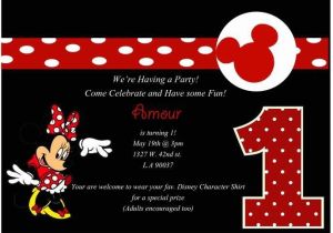 Minnie Mouse First Birthday Invitations Red Minnie Mouse Party Supplies Red and Black