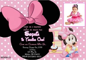 Minnie Mouse First Birthday Invitations Wording Baby Minnie 1st Birthday Invitations