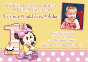 Minnie Mouse First Birthday Invitations Wording Minnie Mouse 1st Birthday Invitations