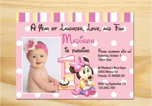 Minnie Mouse First Birthday Invitations Wording Minnie Mouse First Birthday Invitation Printable