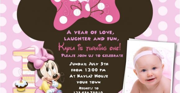Minnie Mouse First Birthday Party Invitations Free Download Minnie Mouse 1st Birthday Invitations