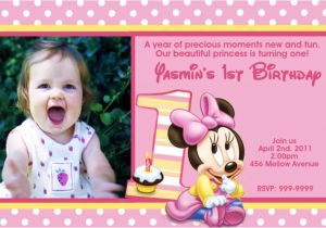 Minnie Mouse First Birthday Party Invitations Minnie Mouse 1st Birthday Invitations Ideas Bagvania