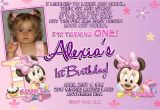 Minnie Mouse First Birthday Party Invitations Minnie Mouse 1st Birthday Invitations Printable Digital File