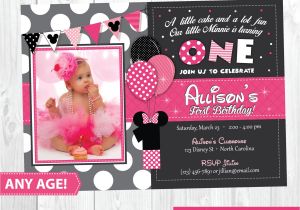 Minnie Mouse First Birthday Party Invitations Minnie Mouse Birthday Invitation Minnie Mouse Inspired