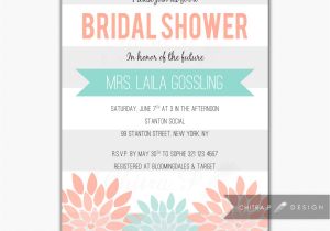 Mint and Coral Bridal Shower Invitations Coral Mint Bridal Shower Invitation Printed Baby by Chitrap