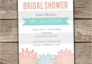 Mint and Coral Bridal Shower Invitations Mint & Coral Bridal Shower Invitation Printed