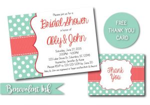 Mint and Coral Bridal Shower Invitations Mint and Coral Bridal Shower Invitation by Benevolentink