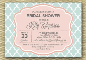 Mint and Coral Bridal Shower Invitations Mint soft Coral Bridal Shower Invitation Mint soft Peach