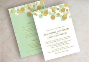 Mint and Gold Wedding Invites Mint Green and Gold Polka Dot Wedding Invitations Wedding