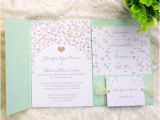 Mint Color Wedding Invitations Affordable Mint Green Polka Dot Pocket Wedding Invitations