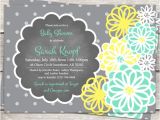 Mint Green and Yellow Baby Shower Invitations Baby Shower Invitation In Teal Mint Green Yellow and Grey