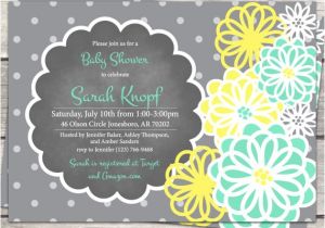 Mint Green and Yellow Baby Shower Invitations Baby Shower Invitation In Teal Mint Green Yellow and Grey