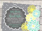 Mint Green and Yellow Baby Shower Invitations Boy Baby Shower Invitation Teal Mint Green Yellow and