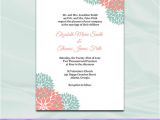 Mint Green Wedding Invitation Template Coral Mint Green Wedding Invitation Template Diy Printable