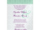 Mint Green Wedding Invitation Template Mint Green and Purple Damask Wedding Template 5×7 Paper