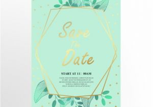Mint Green Wedding Invitation Template Mint Green forest Plants Green Geometry Gold Brief Wedding