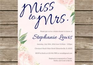 Miss to Mrs Bridal Shower Invitations Miss to Mrs Bridal Shower Invitation Blush Pink and Navy