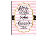 Miss to Mrs Bridal Shower Invitations Miss to Mrs Bridal Shower Invitation Gold Glitter Pink Black