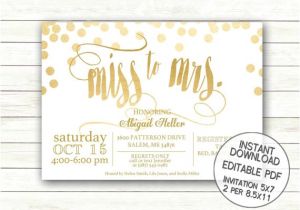 Miss to Mrs Bridal Shower Invitations Miss to Mrs Gold Bridal Shower Invitation Printable Wedding
