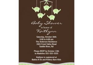 Mobile Baby Shower Invitations Green Elephant Mobile Baby Shower Invitation