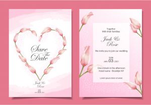 Modern Wedding Invitation Cards Template Vector Modern Tulips Wedding Invitation Cards Template Design
