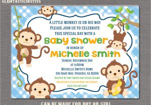 Monkey Baby Shower Invitations for Boys Monkey Baby Shower Invitation Boy Baby Shower Invitation