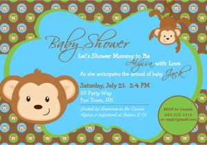 Monkey Baby Shower Invitations Templates Free Monkey Baby Shower Invitation Boy Invitation Monkey Shower
