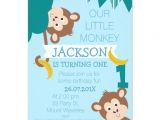 Monkey Invites First Birthday Cheeky Monkey Bananas Boys 1st Birthday Invitation Zazzle