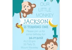 Monkey Invites First Birthday Cheeky Monkey Bananas Boys 1st Birthday Invitation Zazzle