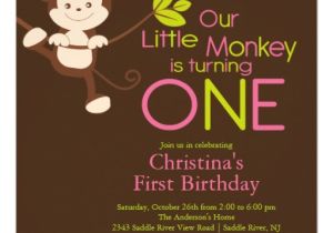 Monkey Invites First Birthday Cute Modern Monkey 1st Birthday Party Invitations 5 25