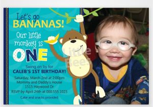 Monkey Invites First Birthday Monkey First Birthday Invitation Customized with Your Photo
