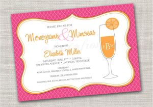 Monogram and Mimosa Bridal Shower Invitations Monogram and Mimosas Printable Invitation Wedding Bridal