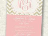 Monogram and Mimosa Bridal Shower Invitations Monograms and Mimosas Chevron Shower