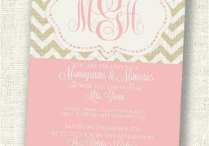 Monogram and Mimosa Bridal Shower Invitations Monograms and Mimosas Chevron Shower