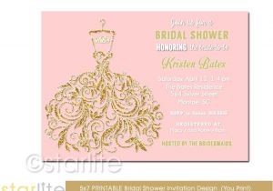 Monogram Bridal Shower Invitations Pink and Gold Glitter Bridal Shower Invitations Monogram
