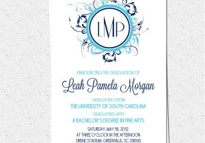 Monogram Graduation Invitations Graduation Announcement Invitations Modern Floral