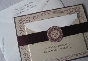 Monogram Seals for Wedding Invitations Elegant Wedding Invitation with Monogram Seal and Satin Ribbon