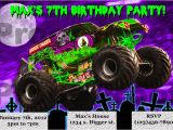 Monster Jam Birthday Invitation Template Grave Digger Monster Jam Birthday Invitation Ebay