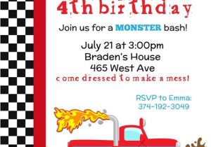 Monster Truck Party Invitations Free Monster Truck Invitation You Print by Pretty Party