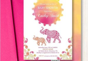 Moroccan Baby Shower Invitations Moroccan Baby Shower Invitation Watercolor Sunset Elephant