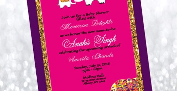 Moroccan Style Baby Shower Invitations Moroccan themed Baby Shower Invitation