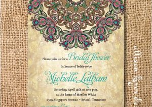Moroccan themed Bridal Shower Invitations Boho Medallion Bridal Shower Invitation Rustic byzantine