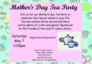 Mother S Day Tea Party Invitation Wording Mothers Day Tea Invitations Free Printable