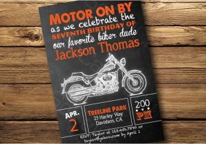 Motorcycle Birthday Party Invitations Harley Davidson Birthday Party Invitation Chalkboard