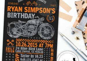 Motorcycle Birthday Party Invitations Motorcycle Birthday Party Invitation Chalkboard Invite