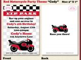 Motorcycle Birthday Party Invitations Motorcycle Birthday Party Invitation Red Black Grey Girl Boy