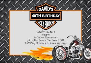 Motorcycle Birthday Party Invitations Motorcycle Custom Designed Birthday Invitation with or