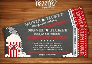 Movie theater Birthday Party Invitations Printable Chalkboard Movie Ticket Birthday Invitation